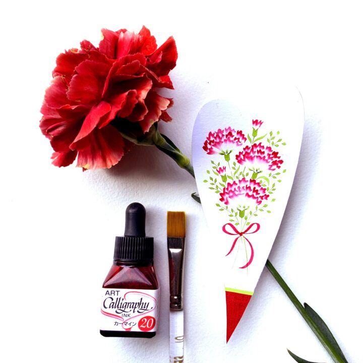 カリグラフィーワークショップのご案内【カーネーションのカード作り】の画像
